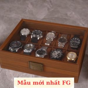 Hộp đựng đồng hồ Hộp trưng bày 12 chiếc đồng hồ bọc da đen sang trọng mẫu mới 2024