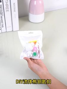 [IQ TOYS] DIY Violent Fliud Painting Bear Keychain Handmade 6.5cm / 8cm
