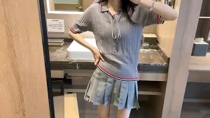 💥[A368] Áo len nữ Montoghi dệt kim VIỀN SỌC MÀU kèm NÚT EO phối NƠ CỘT thanh lịch sang trọng - L2M