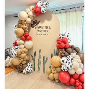169pcs Farm Theme Arch Kit Caramel Sand Brown Cow  Balloons Kids Birthday Baby Shower Christening Party Decorations Supplies