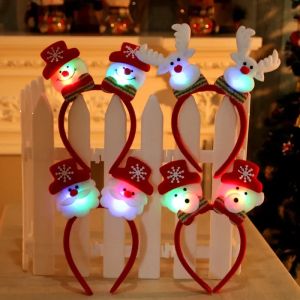 LED Christmas Party Headband Santa Claus Elk Antlers Reindeer Glowing Headband Cosplay Party Christmas Ears Ornaments Hair