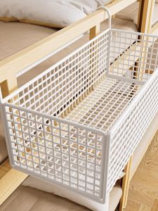 No-Drill Bedside Storage Rack Dormitory Shelf Student Snack Holder Metal Organizer Simple Design Single Layer Storage Basket