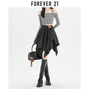 Forever21 | Chân Váy A-Line Dây Nơ Họa Tiết Caro Hem Không Đều