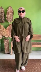 WOPA ONE SET JUMBO LD 140 dan 160 DINGIN TEBAL BAHAN CRINKLE AIRFLOW SETELAN BIG SIZE 5L 5XL KERUT DADA