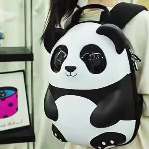 Women Panda Backpack with Bluetooth Controlled LED Eye Display Customizable DIY Pattern Hard Shell Small Shoulder Daypack