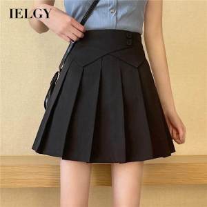 IELGY Chân Váy Màu Trơn Phong Cách Hàn Quốc Cạp Cao Cho Nữ