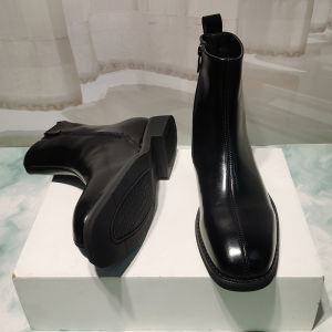 Mens Chelsea Boots Business Formal High Top Leather Shoes Casual Square Head Side Zip Short Boots Motorcycle Boots