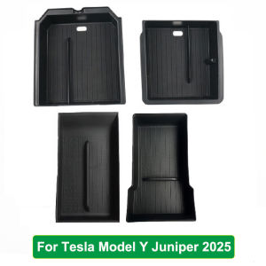 For Tesla New Model Y YL Juniper 2025 2026 Launch Console Armrest Upper Lower ABS Silicone Storage Box Cup Holder Camera Cover