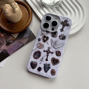 Fashion Retro Cross Metal Style Jewelry Pattern Matte Hard White Film Cover Case for iPhone 11 12 13 14 15 16 17 Pro Max Air