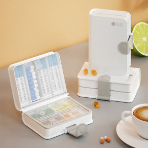 Mini Portable 8 Compartment Medicine Capsule Organizer Waterproof Food Grade Material Double Layer Medicine Box Storage Case