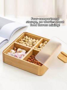 MANHAOSHI | Bamboo Storage Box Double Layer Divided Lid