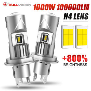 2x H4/9003/HB2 LED Headlight Bulb Projector Lens Canbus Super Bright 1000W 100000LM 6000K Hi/Low Light Apply to Car&Motorcycle