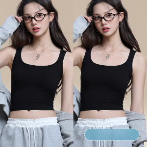 MiiOW | Cat Woman Wide Shoulder Square Collar Vest Strap Women Outdoor Summer 2025 New Fixed Cup No Bra Integrated Top