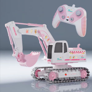 Kids Remote Control Excavator Crawler Engineering Vehicle Toy Excavator Young Adult Heart Pink Romantic Little Boy and Girl Electric Toy Car