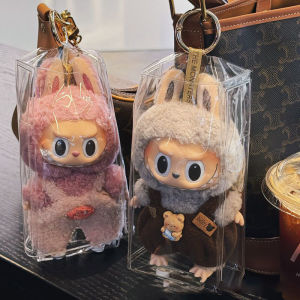 Labubu กล่องเก็บของตุ๊กตากระเป๋าเก็บของกันน้ำโปร่งใส PVC ที่ใส่กระเป๋าแบบห้อยประตูตกแต่งกระเป๋าครบรอบแต่งงานบรรจุภัณฑ์ขนม