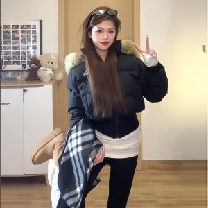 KUGEMA | American Style Retro Down Cotton Jacket Women Short Winter Coat 2025 New Plus Size Slimming Parka Cotton Clothes Winter