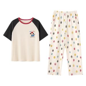 Miiow | Summer Thin Cotton Poodle Sleepwear Womens Short Sleeve Home Clothes MiiOW Cat Person Cartoon Cute New 2025 Outfit