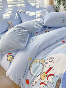 Cartoon Cotton Bedding Set Full Set Pure Cotton 100 Children Bed Sheet Duvet Cover Dormitory Bed Canopy Three Piece Set Four Piece Set