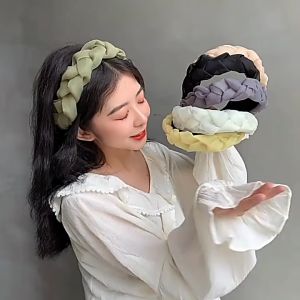 Cài tóc bím vải sang trọng băng đô bờm tóc tết dễ thương