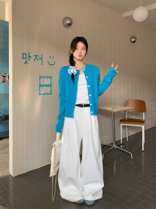 High Waist Straight Leg Cotton Casual Pants Womens Spring New Style Sui Hang Loose Wide Leg Floor-Length Trousers