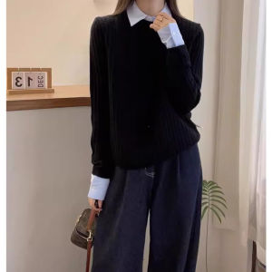 Red Thickened Doll Collar Shirt Sleeve Womens Base Shirt Spring Autumn Winter Commute Korean Style Long Sleeve Regular Length