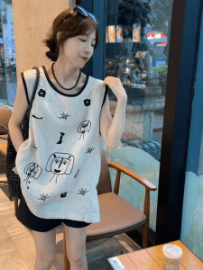 Casual Elegance White Cotton Linen Sleeveless Vest Womens Mid-Length T-Shirt Summer New Style Age-Defying Fashionable