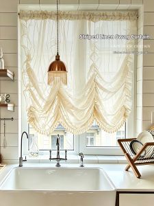 French Tassel Lace Kitchen Curtain Doorway Drape