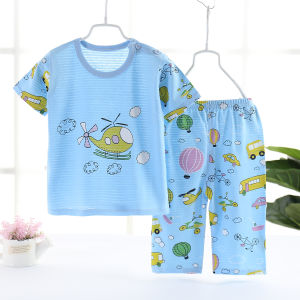 Breathable Pure Cotton Childrens Summer Home Clothes Set Short Sleeve Male Baby Thin Korean Style Air Conditioning Suit