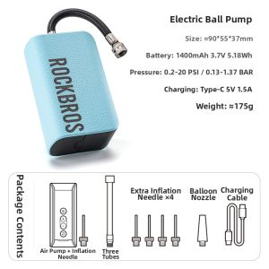 RockBros | Portable Mini Digital Display Wireless High-Pressure Inflator for Balls