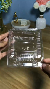 100pcs Disposable Clear Clamshell Food Container Square Round Box For Cakes Burgers Pastry