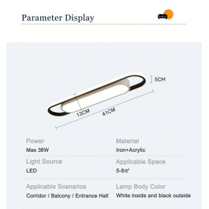 LED Ceiling Light 220V 41CM Rectangular Strip Light Modern Minimalist Home Decor Corridor Light for Stairwells Entrance Balcony