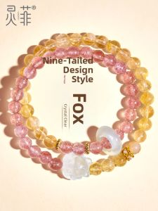 LINGFEI | Deluxe Elegant Womens Strawberry Crystal Yellow Crystal White Crystal Fox Bracelet