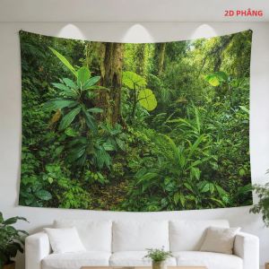 Tấm Thảm Treo Tường Lớn Chủ Đề Rừng Mưa Nhiệt Đới VIKAMA Cho Phòng Ngủ Phòng Khách Khu Vực Thiền Văn Phòng - Trang Trí Phòng Bằng Vải Polyester