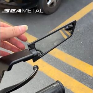 SEAMETAL Side Mirror Petak Motor Cermin Sisi Biru Petak Rectangle XMAX NVX NMAX ADV160 ADV Y15 Y16 Wave Dash EX5 ADV150 摩托车镜
