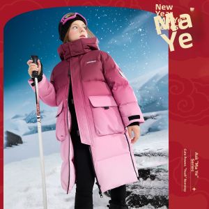 Ask Junior | Warm Gradient Check Long Quilted Jacket for Children