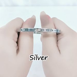 SO SEOUL Roman Numeral Encrusted Diamond Simulant Cubic Zirconia Silver/Rose Gold Side Hinged Bangle