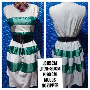 DRESS KUTUNG/SLEEVELESS PUTIH/HIJAU 122