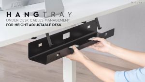 HANG Tray Desk Cable Management Tray Under Desk Holder Standing Desk Wire & Power Extension Socket Organizer by Niture