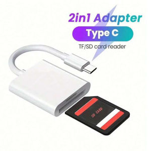 2 in 1 USB-C Card Reader USB C To SD Card OTG SD/TF Memory Converter for Ipad Pro for Macbook & Other Tablets