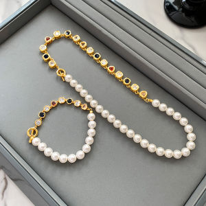 Stunning New 2025 Colorful Zircon Pearl Necklace for Women Luxury Minimalist Elegant High-End Feeling Layering Accessory
