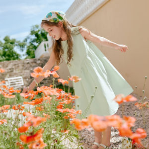XIANGYING | Round Neck Cotton Sleeveless Dress
