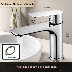 Vòi Phòng Tắm Bằng Thép Không Gỉ Màu Đen Mờ Bạc Tay Cầm Đơn Vòi Trộn Nước Nóng Lạnh Cho Chậu Rửa Lắp Đặt Trên Mặt Bàn