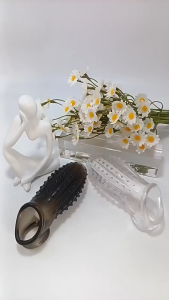 Male Granular Crystal Condom with Exposed Head Assassin Wolf Teeth Design for Physical Delay