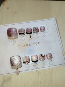 เล็บปลอมงานเจลแท้100% สีลูกแก้วน้ำตาลเพ้นลาย เล็บpvcเจลแท้พร้อมแปะ ฟรีกาว+ตะไบ ทุกชุด