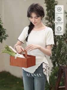 Áo Thun Nữ Mùa Hè Kiểu Pháp Thiết Kế Không Đều