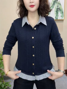 QINGNAER | Age-Reducing Illusion Two-Piece Texture Knit Cardigan
