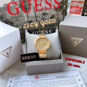 นาฬิกาผู้หญิงLILY GOLD ตัวเรือนและสายสเตนเลสสีทองหน้าปัดลายดอกลิลลี่ หน้าปัด 36 มิล