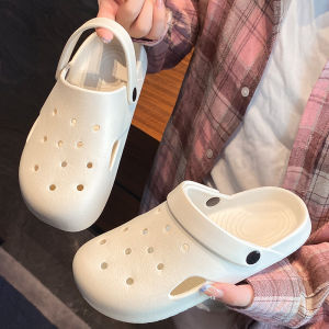 Waterproof Anti-slip Cute Womens Sandals Summer Hole Hole Shoes Versatile Couple Slippers Low Cut EVA Material Flat Heel