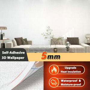 Foam Linen 3D Wallpaper Self-Adhesive Thicken Wall Sticker Waterproof Moisture-Proof Film Dormitory Bedroom Living Room Walls Decoration