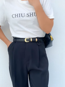 MATEYOYO Fashion Women Belts Retro Belt Elegant Slim Belt Soft Second-layer Cow Leather Belt Adjustable Girls Ladies Long Straps Waistbands Dress Coat Alloy Buckle Leisure Belt